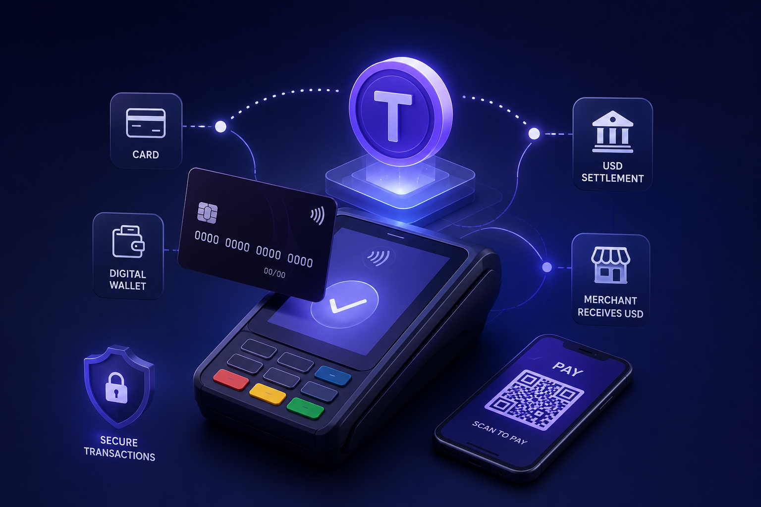 Customer paying with card at payment terminal